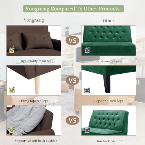 Vongrasig 47" Modern Loveseat Sofa, Mid Century Linen Fabric, Dark Gray O910