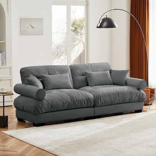 130" Modular Sectional Sofa with Movable Ottoman, Velvet Upholstered, Green Y4976