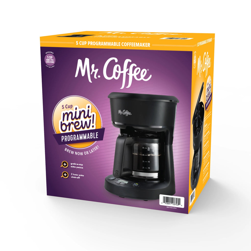 Mr. Coffee 5-Cup Programmable Coffee Maker, Black A649788
