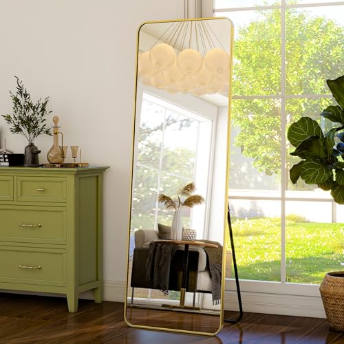 HARRITPURE 56" x 21" Rounded Full Length Floor Mirror with Aluminum Frame I85546