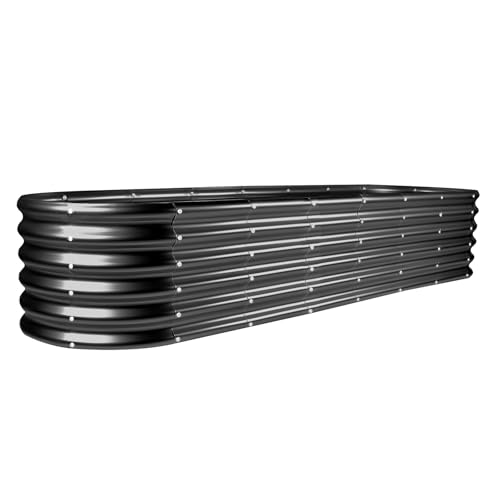 Land Guard 8ft Galvanized Raised Garden Bed Kit, Oval Metal Outdoor Planter Box, Silver D8675