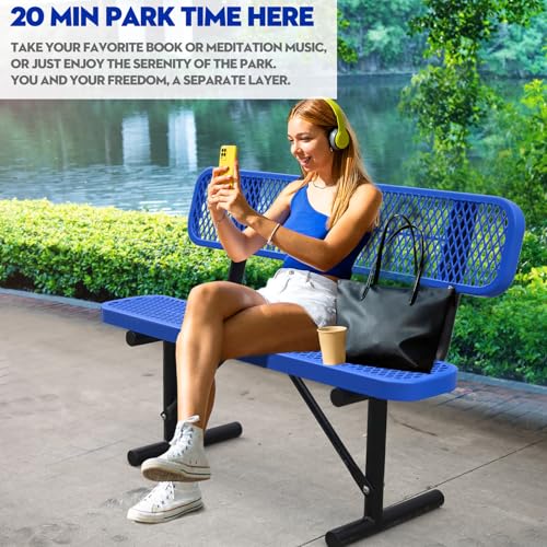 Heavy Duty Outdoor Metal Park Bench with Backrest for Garden Patio Yard K713