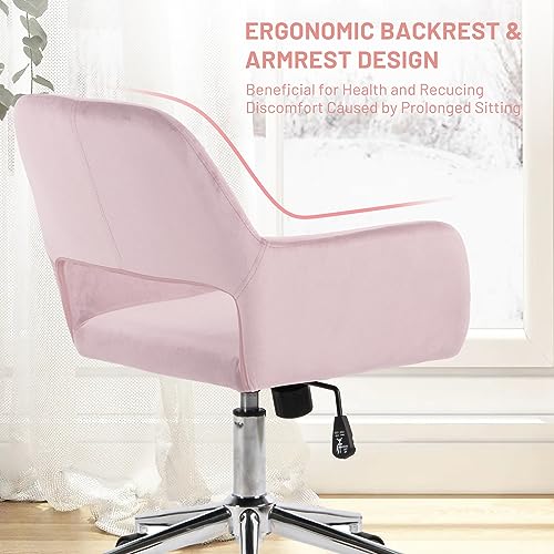 FurnitureR Fabric Upholstered Office Chair with Wheels, Adjustable Mid Back, Beige O766754