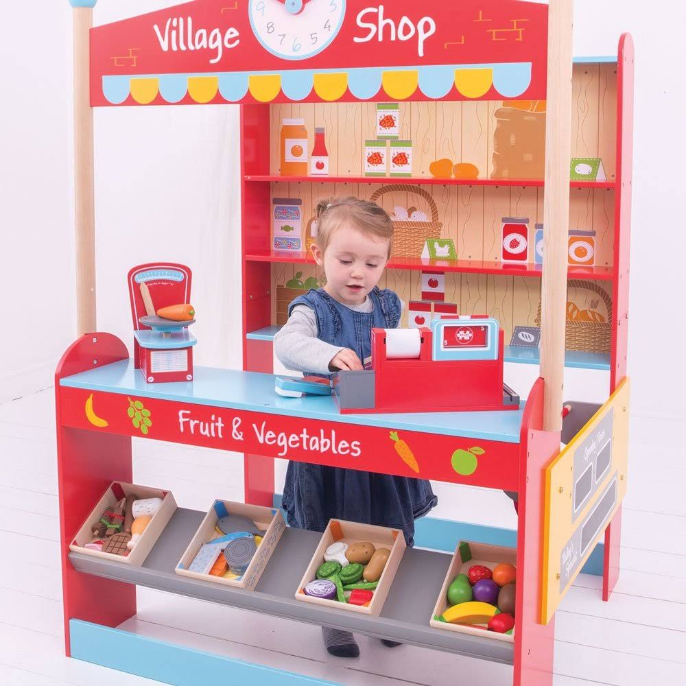 Bigjigs Toys Wooden Village Shop Pretend Play Role Play Toy V729532