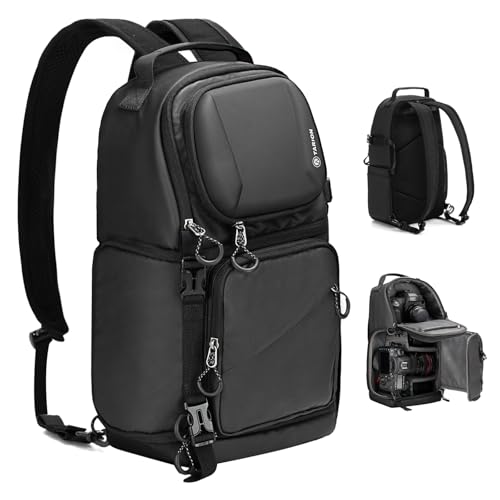 TARION Waterproof Camera Sling Bag with Raincover Tripod Holder Black M953560