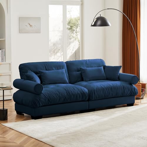 130" Modular Sectional Sofa with Movable Ottoman, Velvet Upholstered, Green Y4976