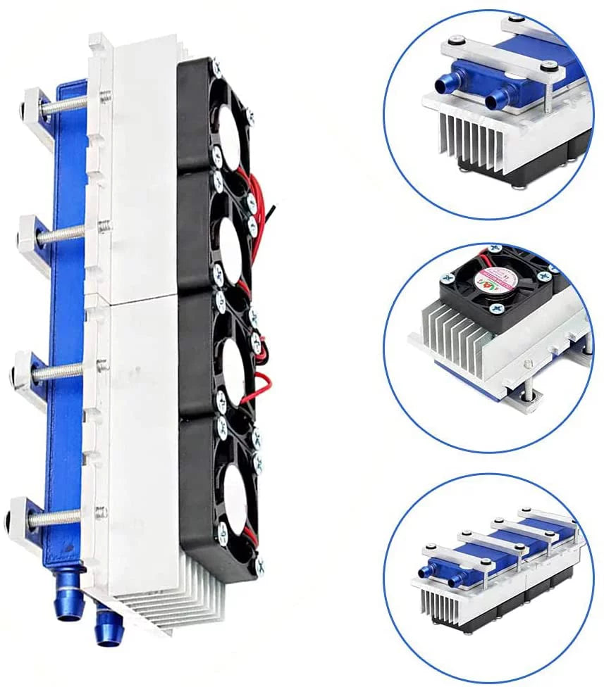 4 Chip 288W 12V Thermoelectric Peltier Cooler Water Cooling Kit V74733