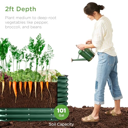 Best Choice Products 8x2x2ft Metal Raised Garden Bed Oval Planter Box for Vegetables, Herbs B5622