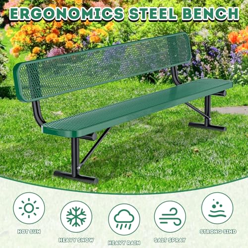 Heavy Duty Outdoor Metal Park Bench with Backrest for Garden Patio Yard K713