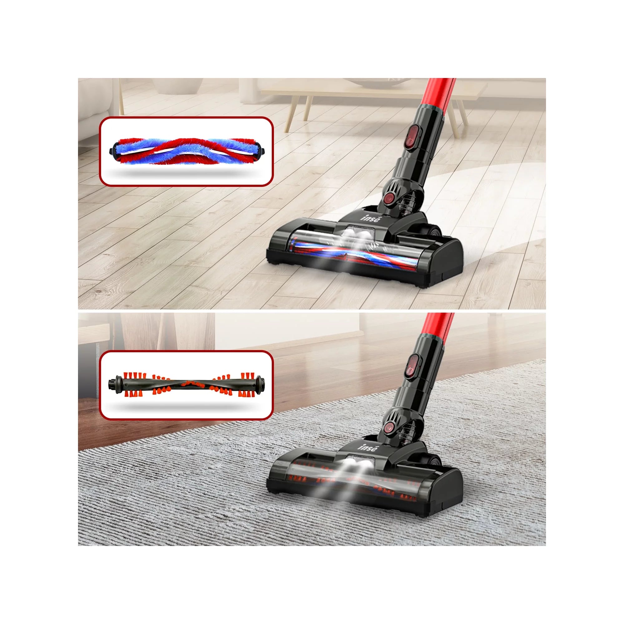 INSE Cordless Vacuum Cleaner, 6-in-1 Rechargeable Stick Vacuum for Home C315
