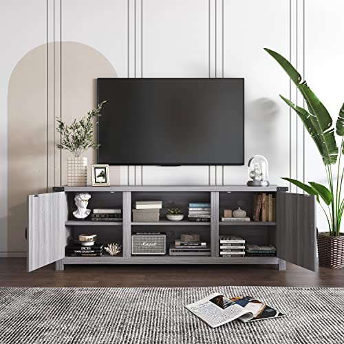 YESHOMY Modern Farmhouse TV Stand for TVs up to 65 Inch, Gray Wash O551446