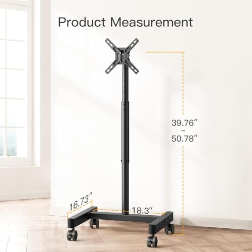 Perlegear Mobile TV Cart, Rolling TV Stand for 13-50 inch TVs, Height Adjustable, Holds 44lbs R956246