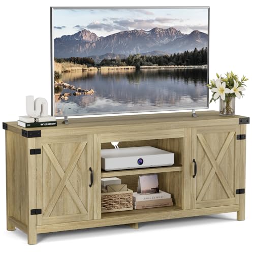 YESHOMY Modern Farmhouse TV Stand for TVs up to 65 Inch, Gray Wash O551446