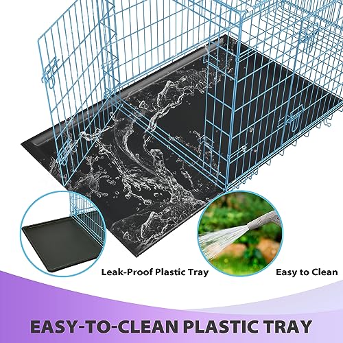 BestPet 42 Inch Folding Metal Wire Dog Crate with Double-Door and Removable Tray O49217