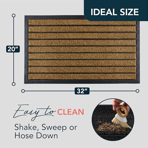 ubdyo Extra Durable Door Mat Non-Slip Outdoor Entrance 30" x 17" Bright Brown W5648