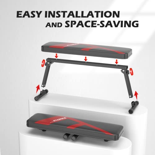FLYBIRD Flat Bench, Foldable Weight Bench for Strength Training N1742