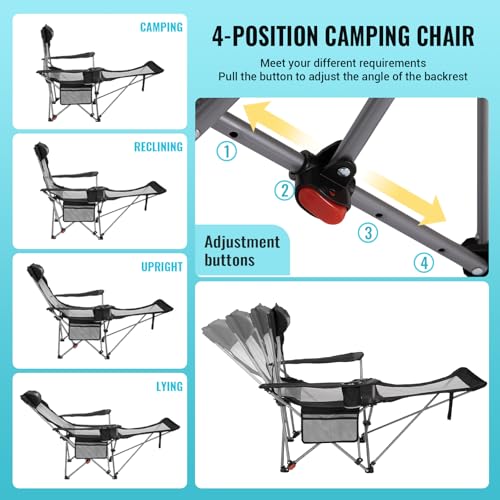 #WEJOY 2-in-1 Reclining Camping Chair with Footrest for Adults B28363