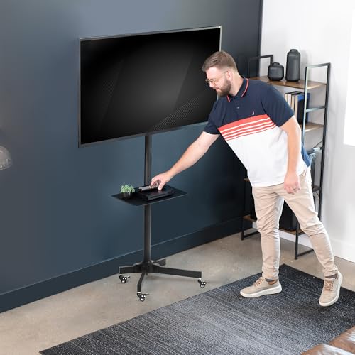VIVO Mobile TV Cart for 32-83 inch Screens, Rolling Stand with Locking Wheels, Black F79048