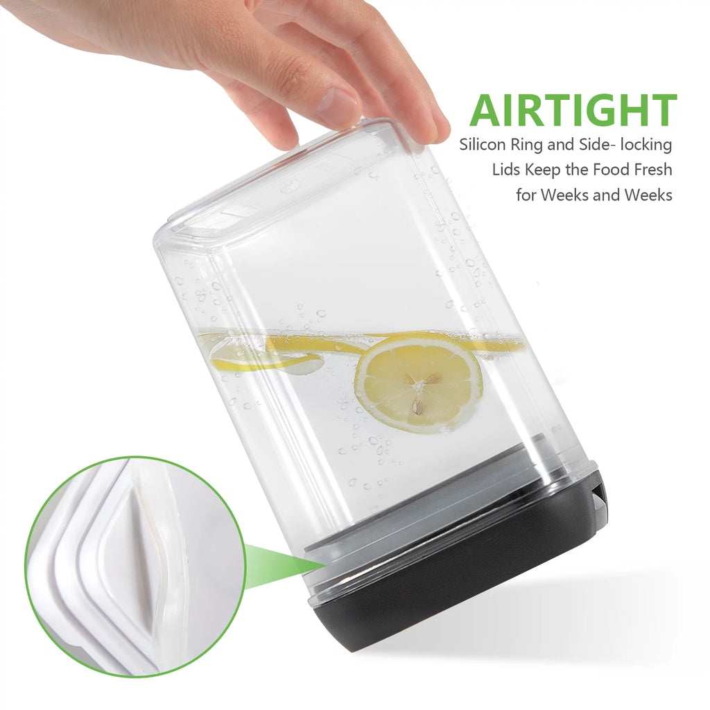 9 PCs Clear Food Storage Containers Set with Black Lid V672