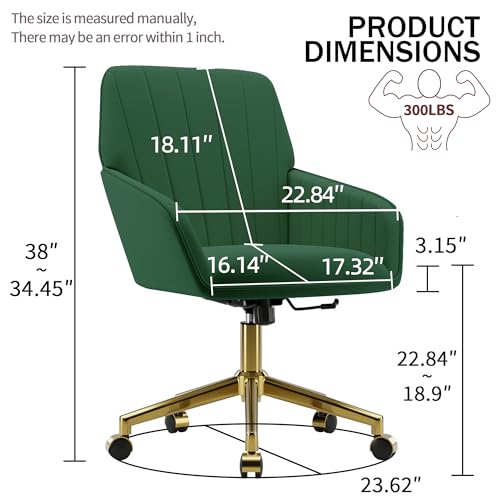 Velvet Home Office Chair with Gold Base, Swivel Desk Chair with Wheels (Cream) Z435471