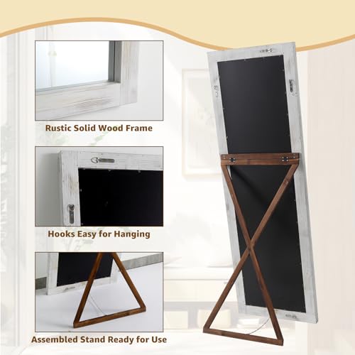 MELOMOIR Rustic Farmhouse Full Length Mirror 64"x21" Wood Frame Floor Mirror U91698