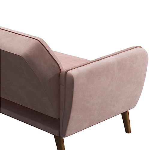 Novogratz Tallulah Memory Foam Futon Convertible Couch, Camel Faux Leather F5939