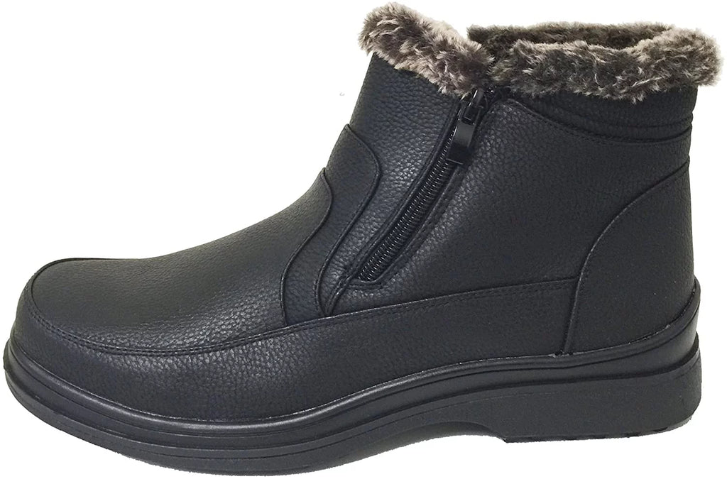 Men's Faux Fur Lined Winter Ankle Snow Boots X584465