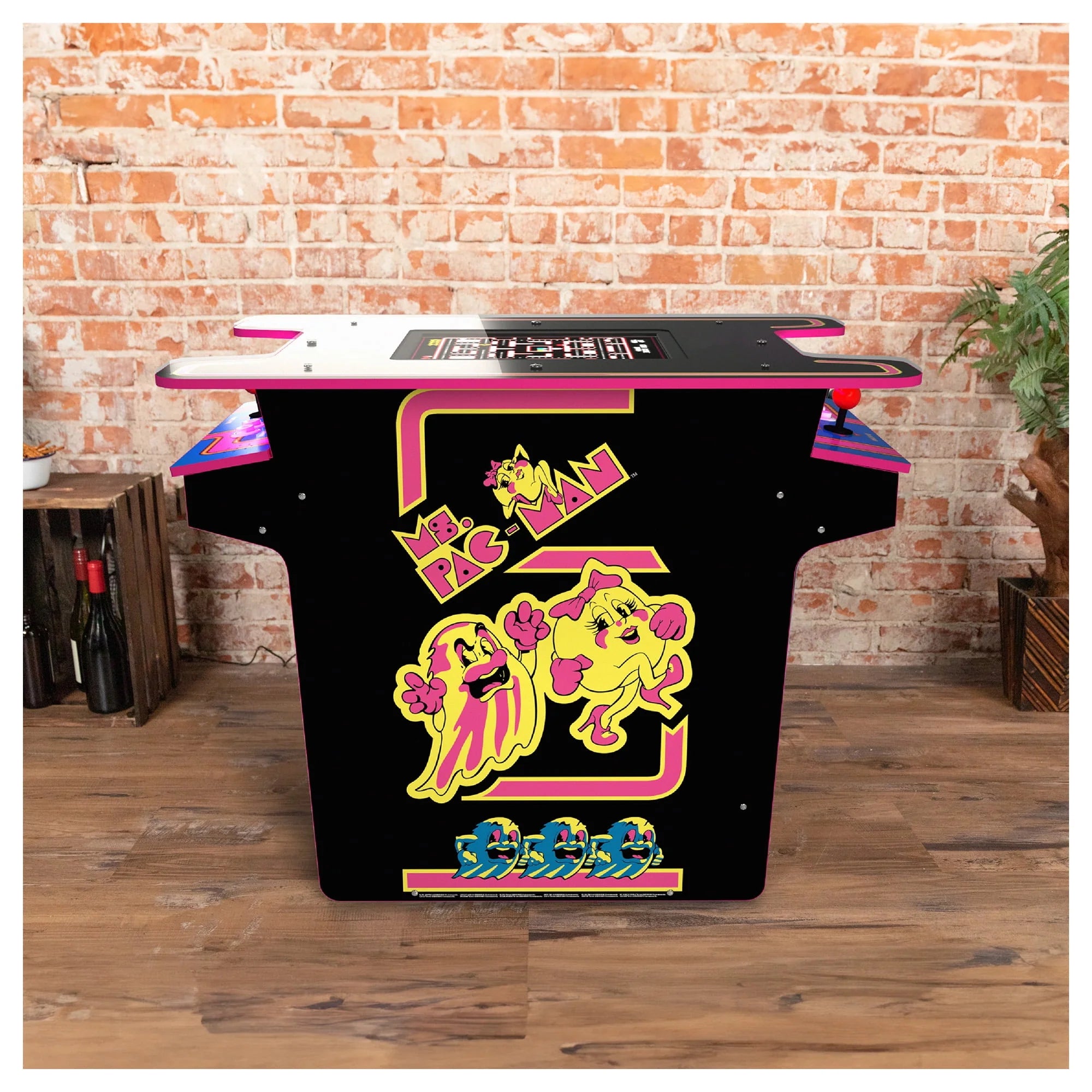 Arcade1UP Ms. PAC-MAN Head-to-Head Arcade Table with 12 Games, Black L2069