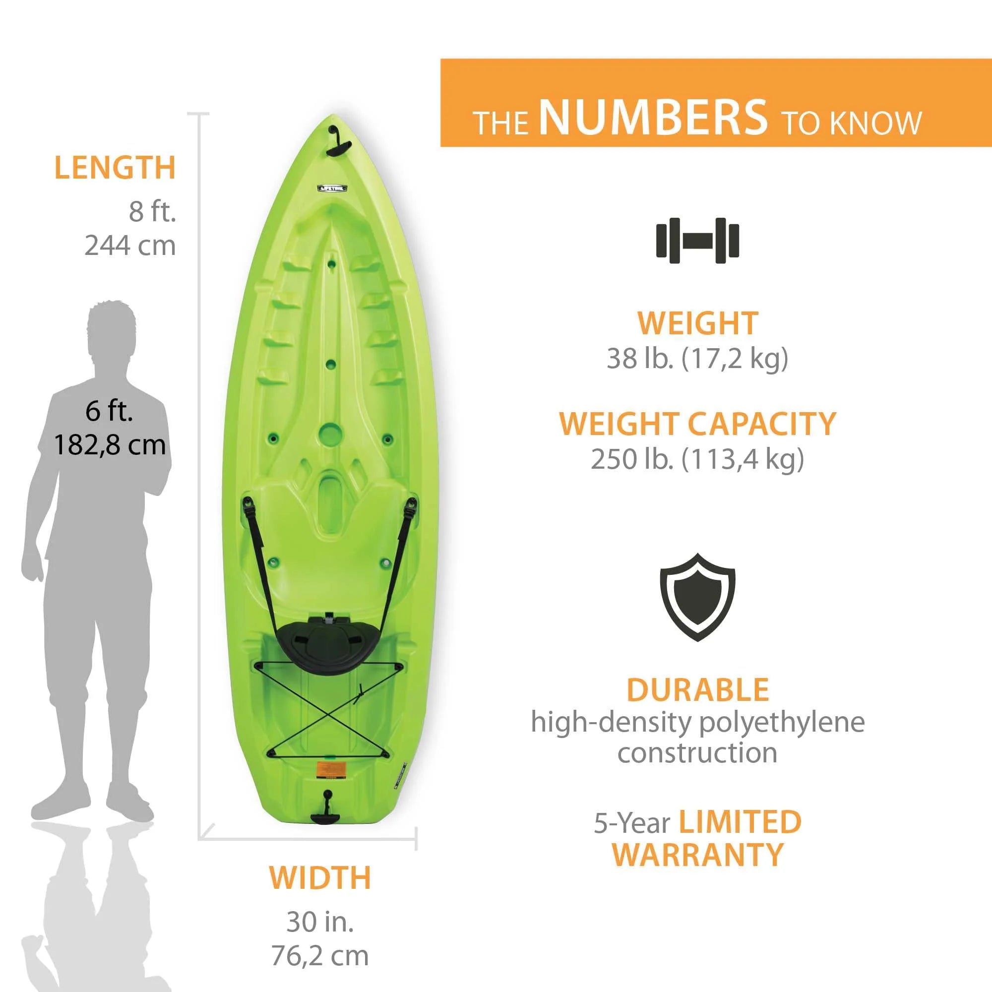 Lifetime Daylite 8 ft Sit-on-Top Kayak, Red H51700