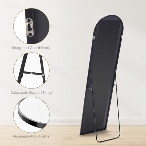 Sweetcrispy 64"x21" Arched Full Length Mirror, Standing or Leaning, Gold U4556