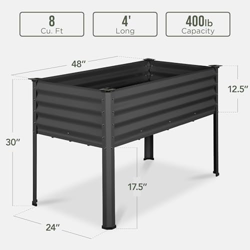 Best Choice Products 48x24x30in Galvanized Raised Garden Bed, Metal Elevated Planter Box, Dark Green S888804