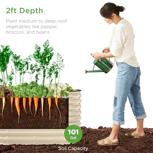 Best Choice Products 8x2x2ft Metal Raised Garden Bed Oval Planter Box for Vegetables, Herbs B5622