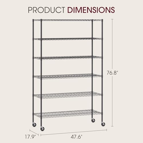 4 Tier NSF Wire Shelving Unit Heavy Duty Steel Storage Rack, Black X19089