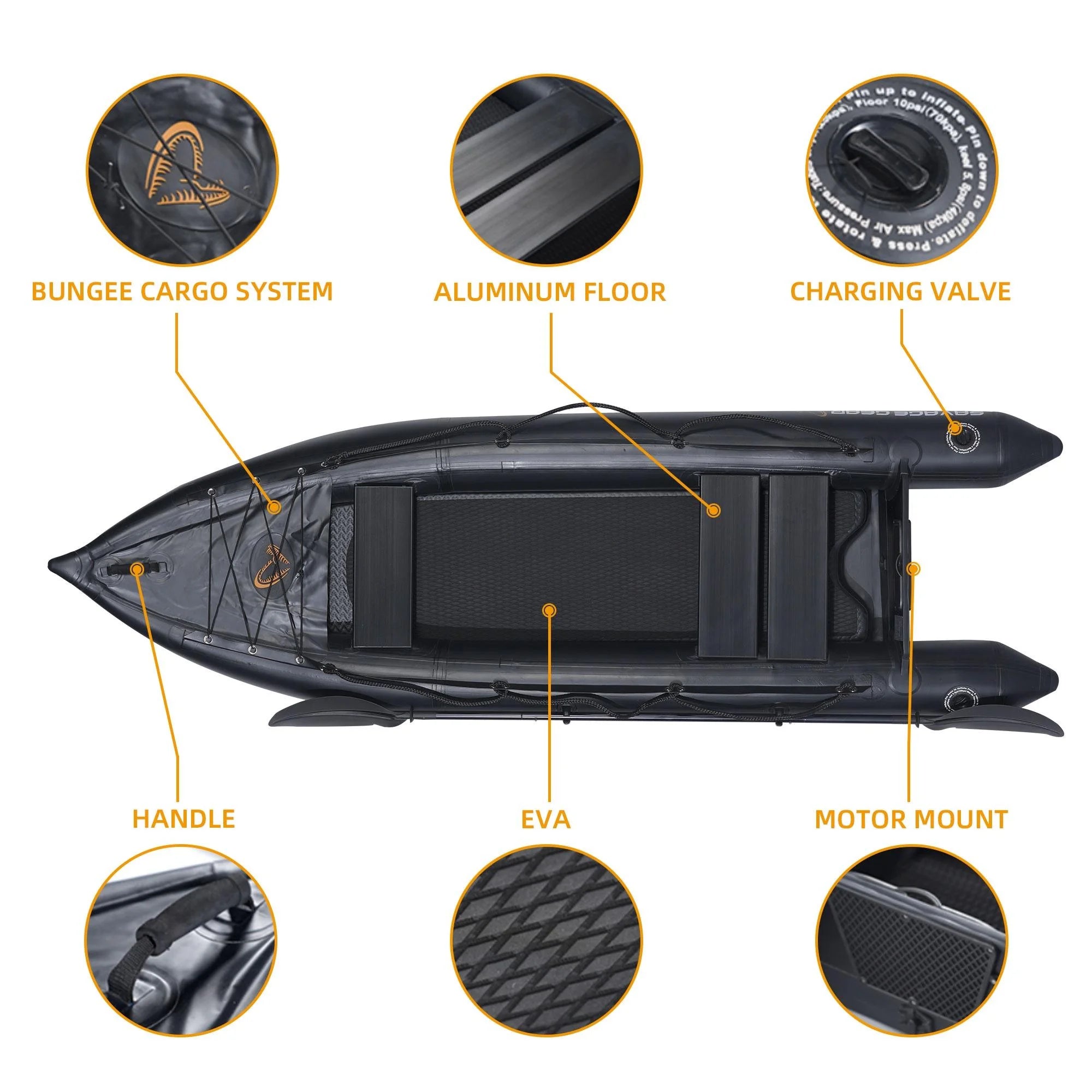 2 Person Inflatable Fishing Kayak with Pump, Paddle, and Repair Kit L2296