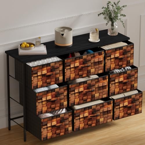 9-Drawer Fabric Dresser for Bedroom, TV Stand Storage Cabinet U5871