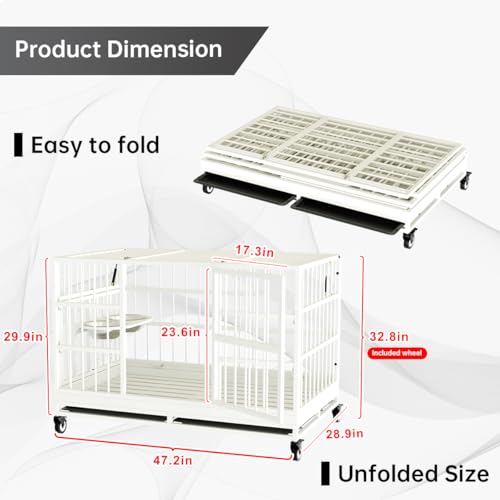 54 Inch Heavy Duty Dog Crate with Wheels for Large Dogs D47062