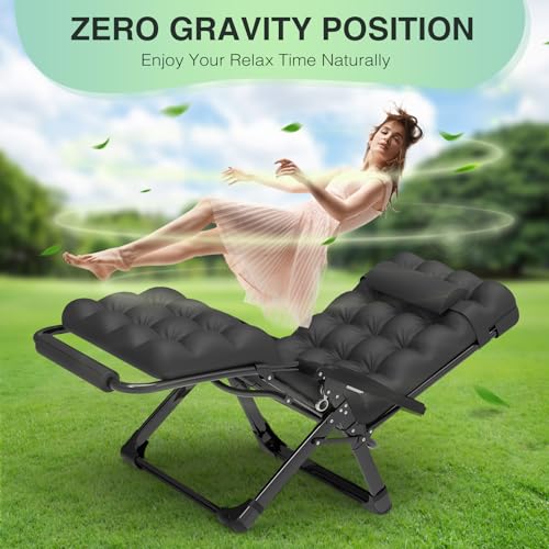 Suteck Zero Gravity Chair Reclining Camping Lounge with Removable Cushion and Cup Holder Z41184