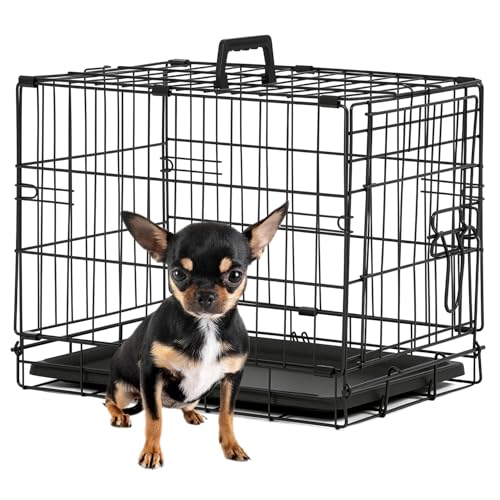 BestPet 42 Inch Folding Metal Wire Dog Crate with Double-Door and Removable Tray O49217