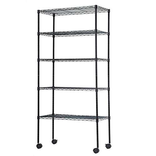 4 Tier NSF Wire Shelving Unit Heavy Duty Steel Storage Rack, Black X19089