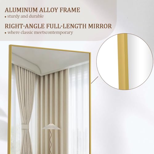 Koonmi Large Full Length Mirror with Stand, Aluminum Alloy Frame, Black G7504