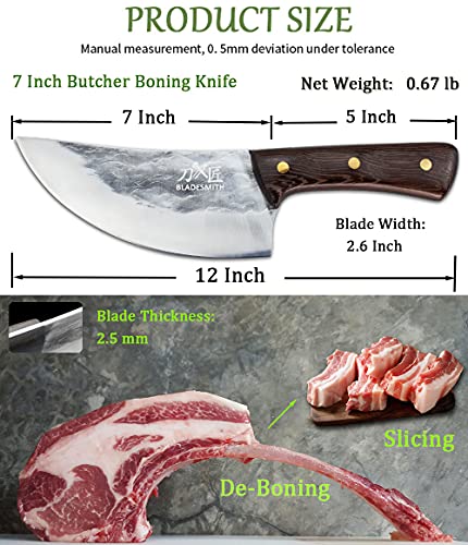 BLADESMITH Meat Cleaver Bone Chopper Knife, 6.3'' Stainless Steel Blade with Pear Wood Handle Q434