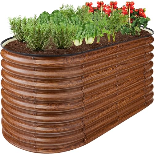Best Choice Products 8x2x2ft Metal Raised Garden Bed Oval Planter Box for Vegetables, Herbs B5622