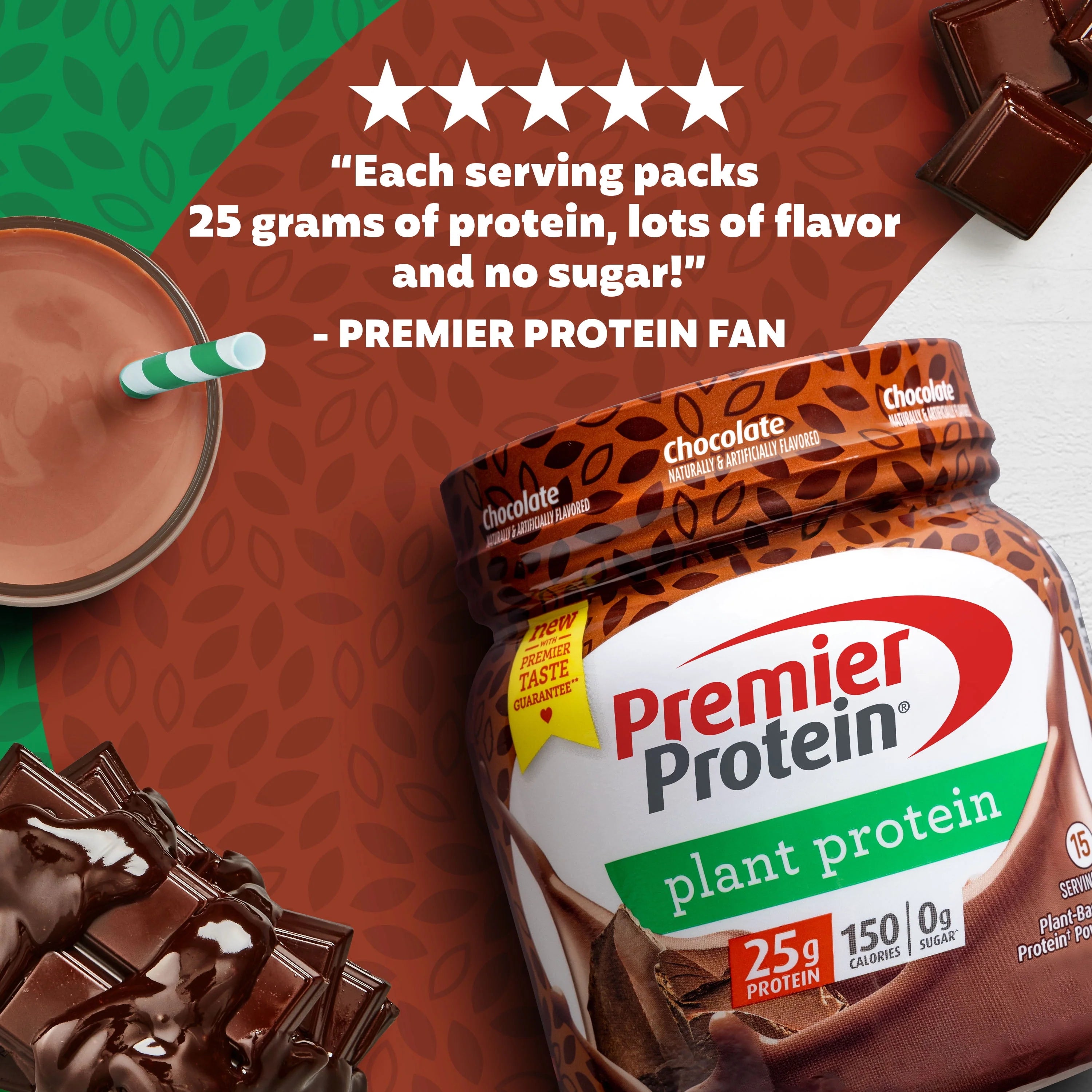 Premier Protein Powder Plant Protein, Vanilla, 25g, 15 Servings I682