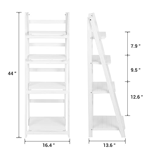 Funkeen Foldable Ladder Shelf Plant Stand for Indoor Outdoor White D80239