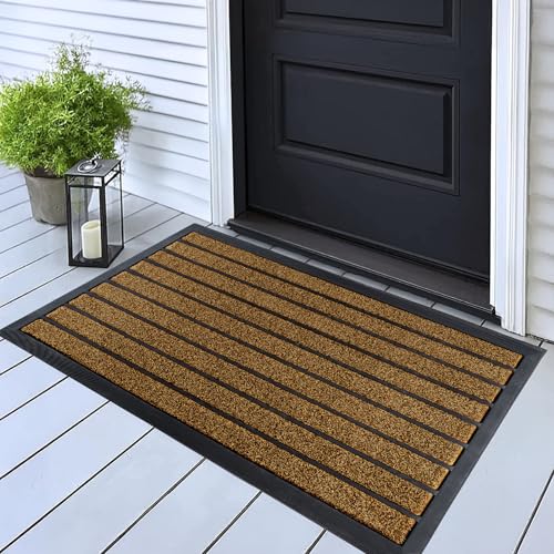 ubdyo Extra Durable Door Mat Non-Slip Outdoor Entrance 30" x 17" Bright Brown W5648