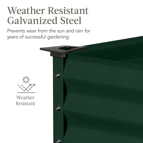 Best Choice Products 48x24x30in Galvanized Raised Garden Bed, Metal Elevated Planter Box, Dark Green S888804