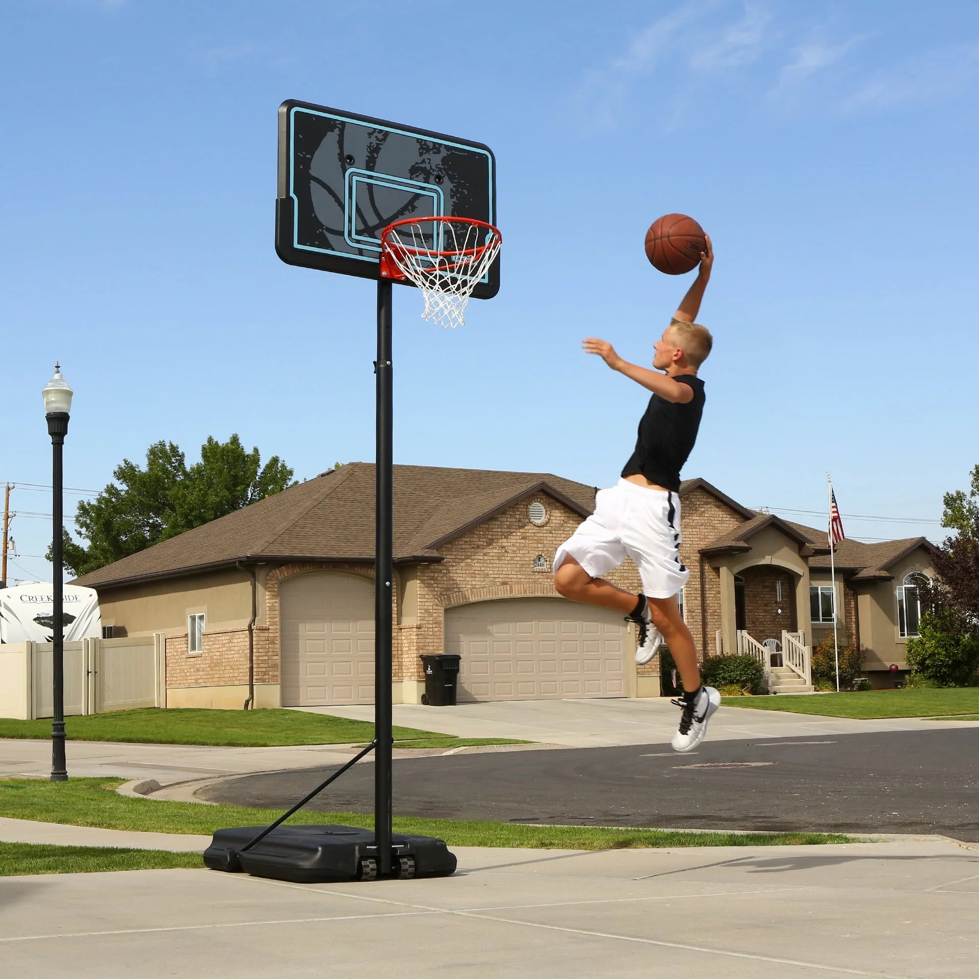 Lifetime Adjustable Portable Basketball Hoop, 44 inch HDPE Plastic Impact W285