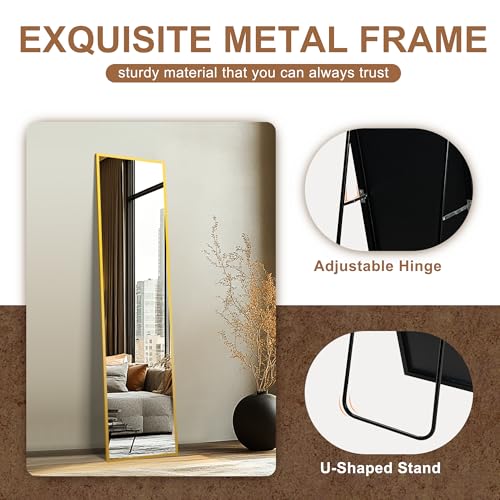 Delma Wall Full Length Mirror with Aluminium Frame, 56x15, Black Z730
