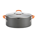 Rachael Ray Hard-Anodized 8 Qt Nonstick Oval Pasta Pot / Stockpot with Lid and Pour Spout. Gray
