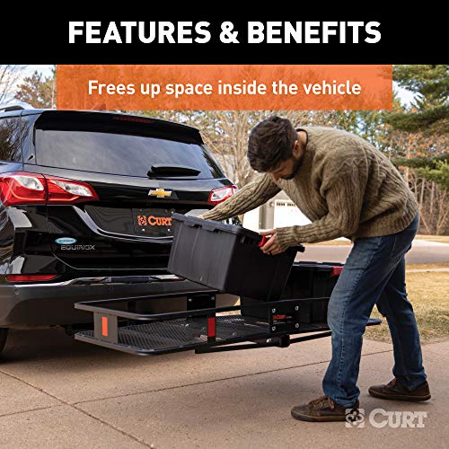 CURT 18153 60 x 24-Inch Hitch Cargo Carrier, 500 lbs Capacity, Black Steel Z590363